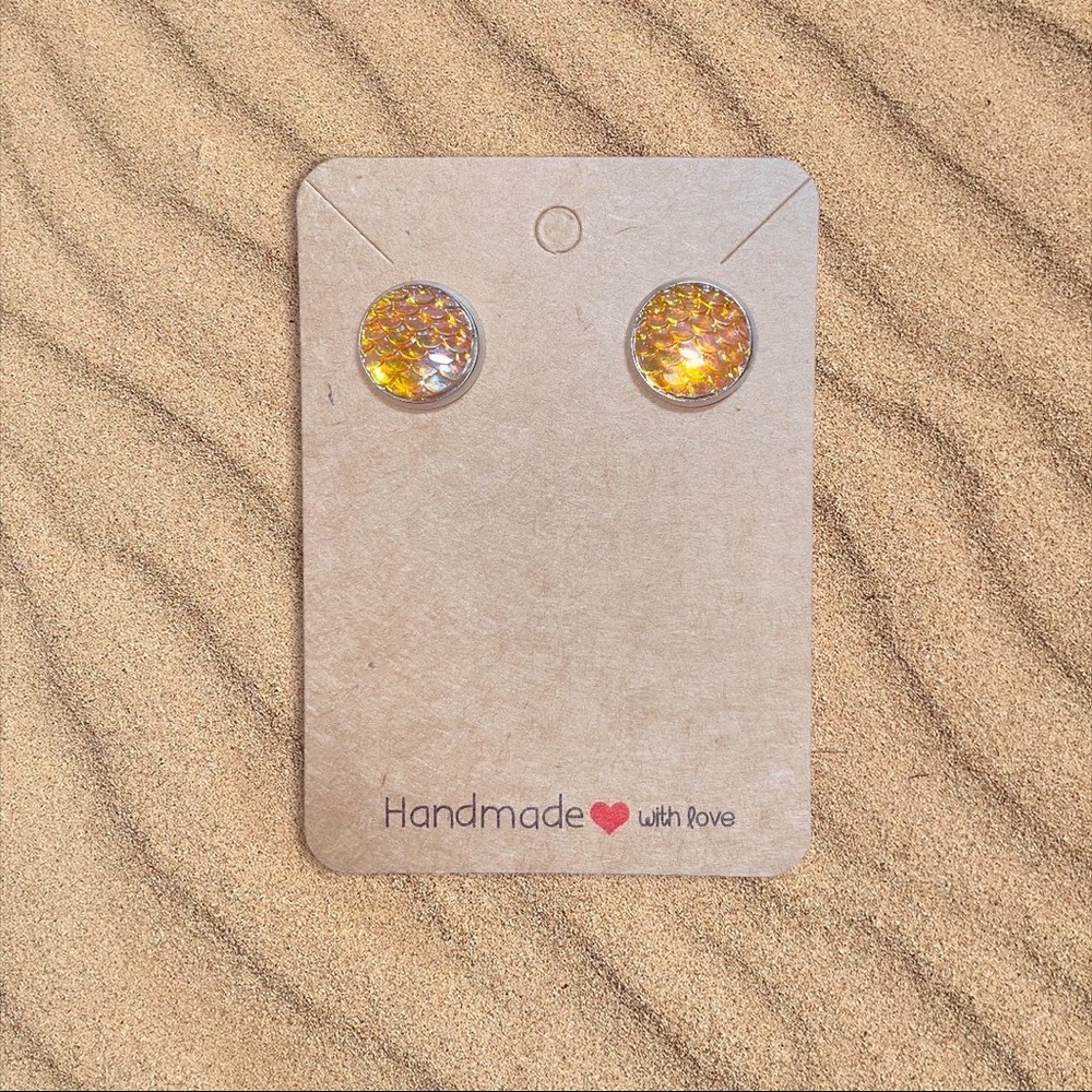 Treasure Tales Mermaid Stainless Steel Earrings- 12mm- Yellow